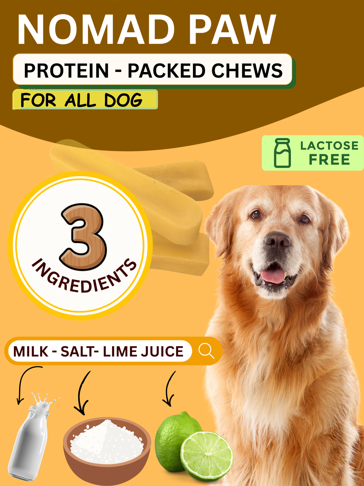 All-Natural Yak Cheese Dog Chews 4 pack medium ( for 25 - 50 lb dog)