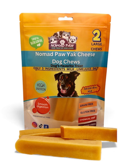 All-Natural Yak Cheese Dog Chews 2 pack large ( for 50 lb & over dog)