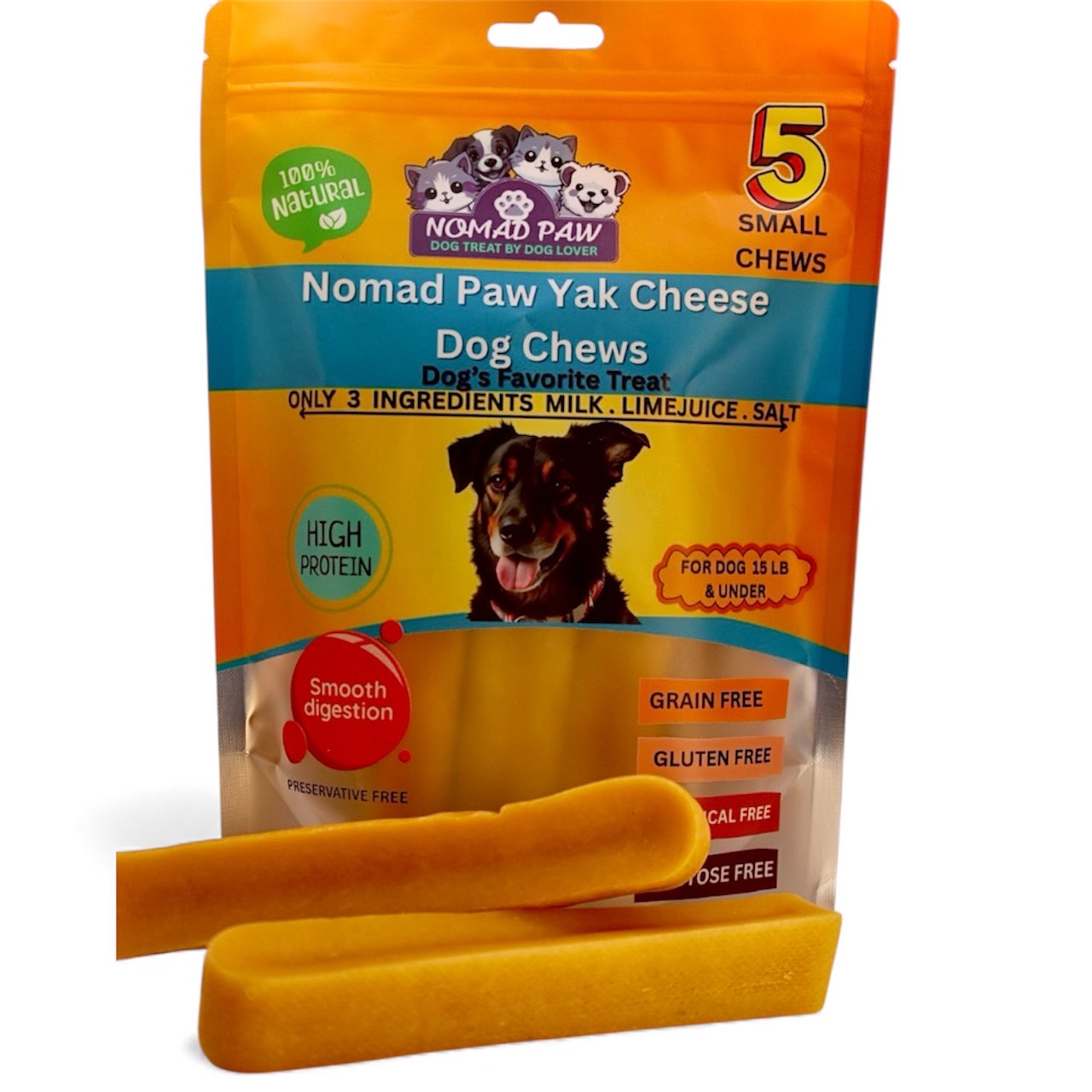 All-Natural Yak Cheese Dog Chews 5 pack small (for 15 - 25 lb dog)